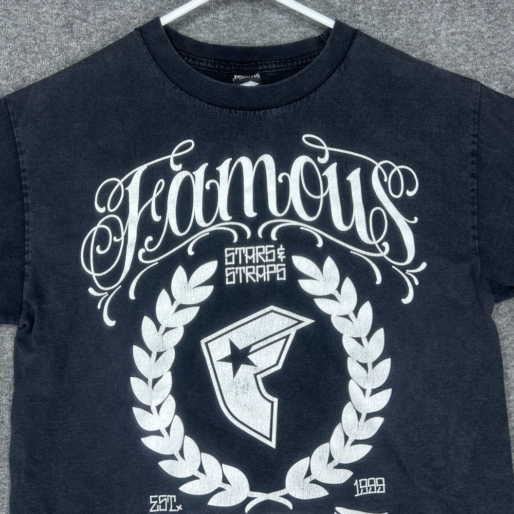 Vintage Famous Stars And Straps T Shirt Mens M Faded Black Travis‎ Barker Y2K